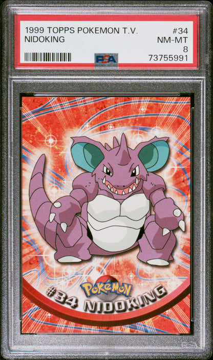 1999 Topps Pokemon Tv #34 Nidoking PSA 8
