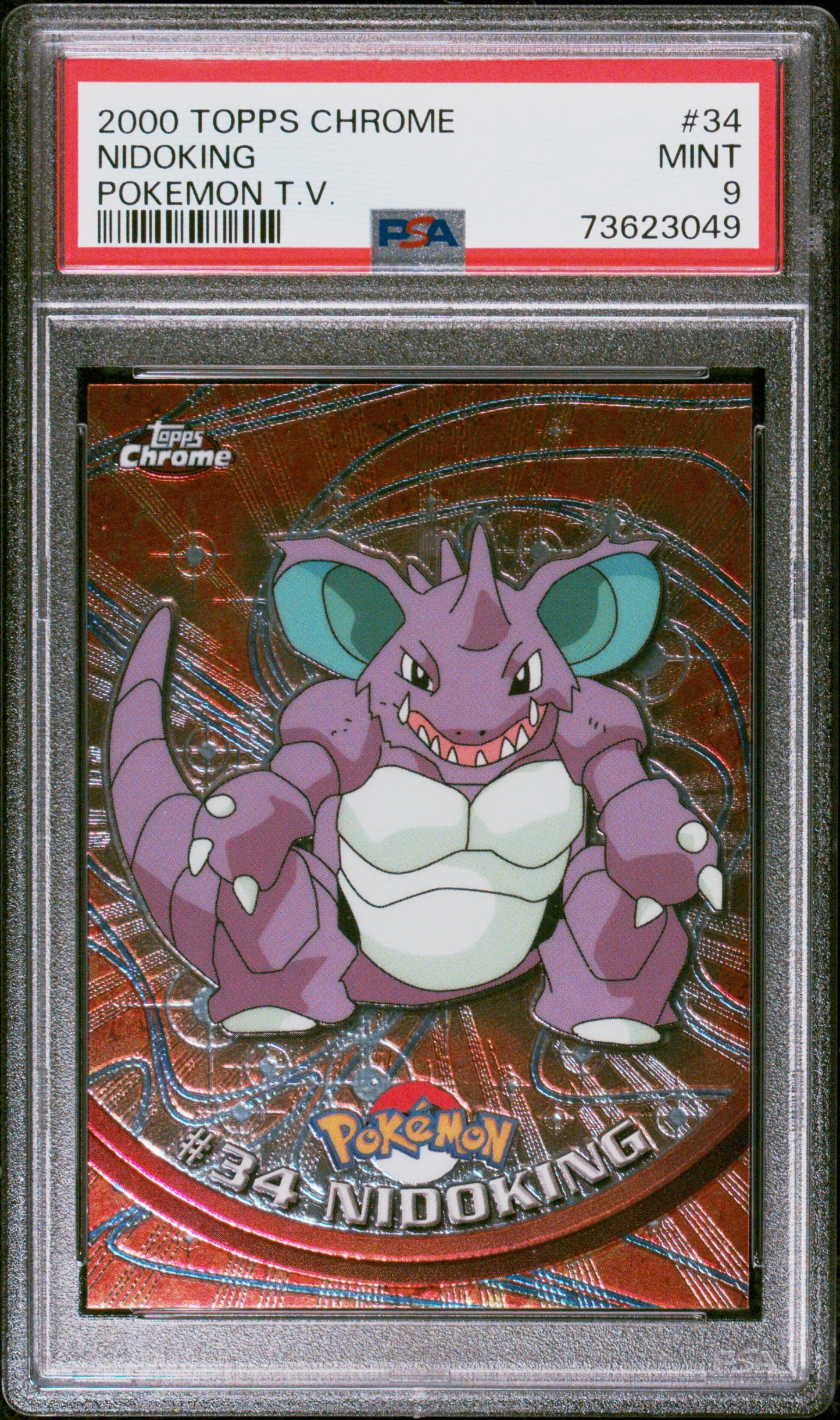 2000 Topps Chrome Pokemon T.V. #34 Nidoking Pokemon T.V. PSA 9