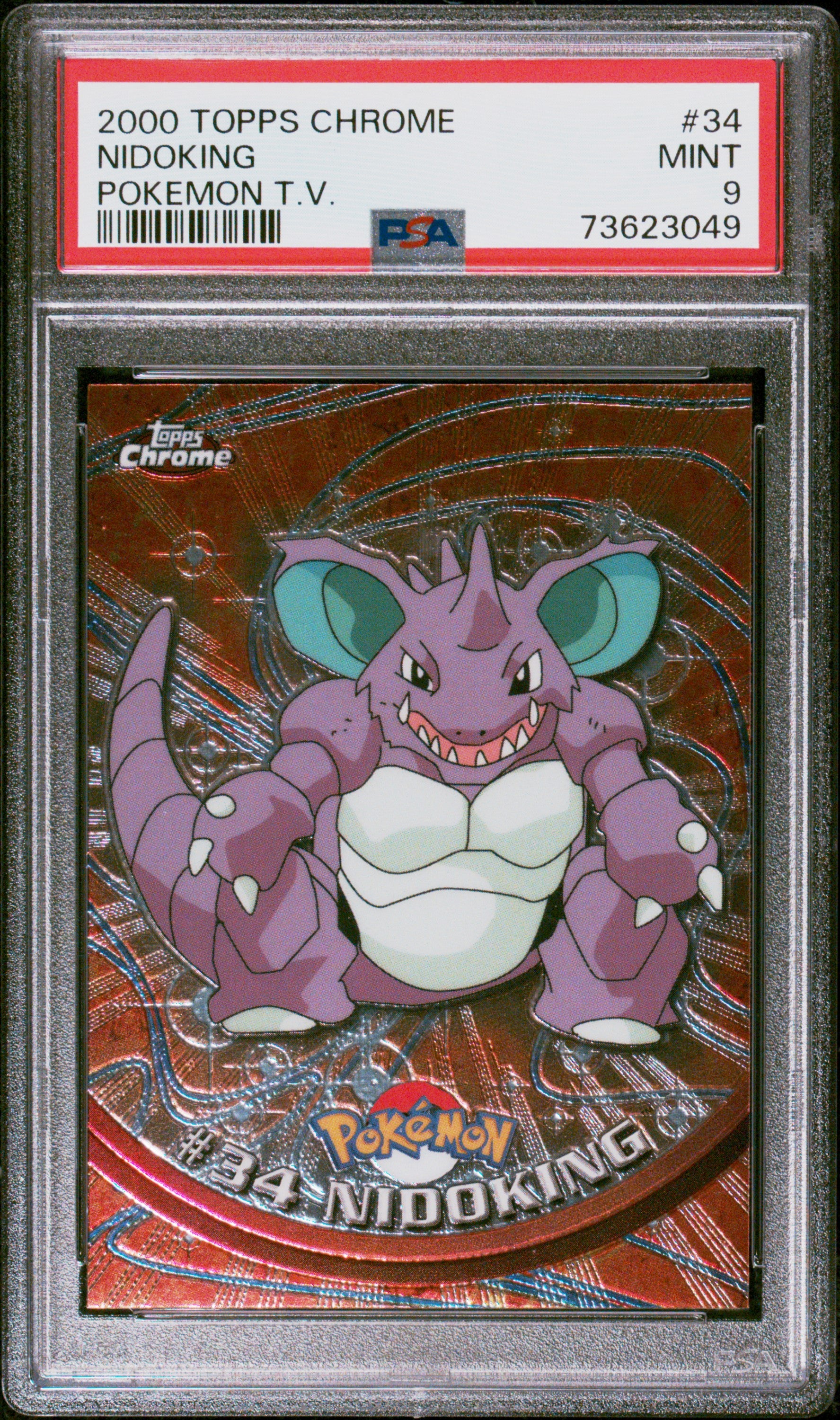 2000 Topps Chrome Pokemon T.V. #34 Nidoking Pokemon T.V. PSA 9