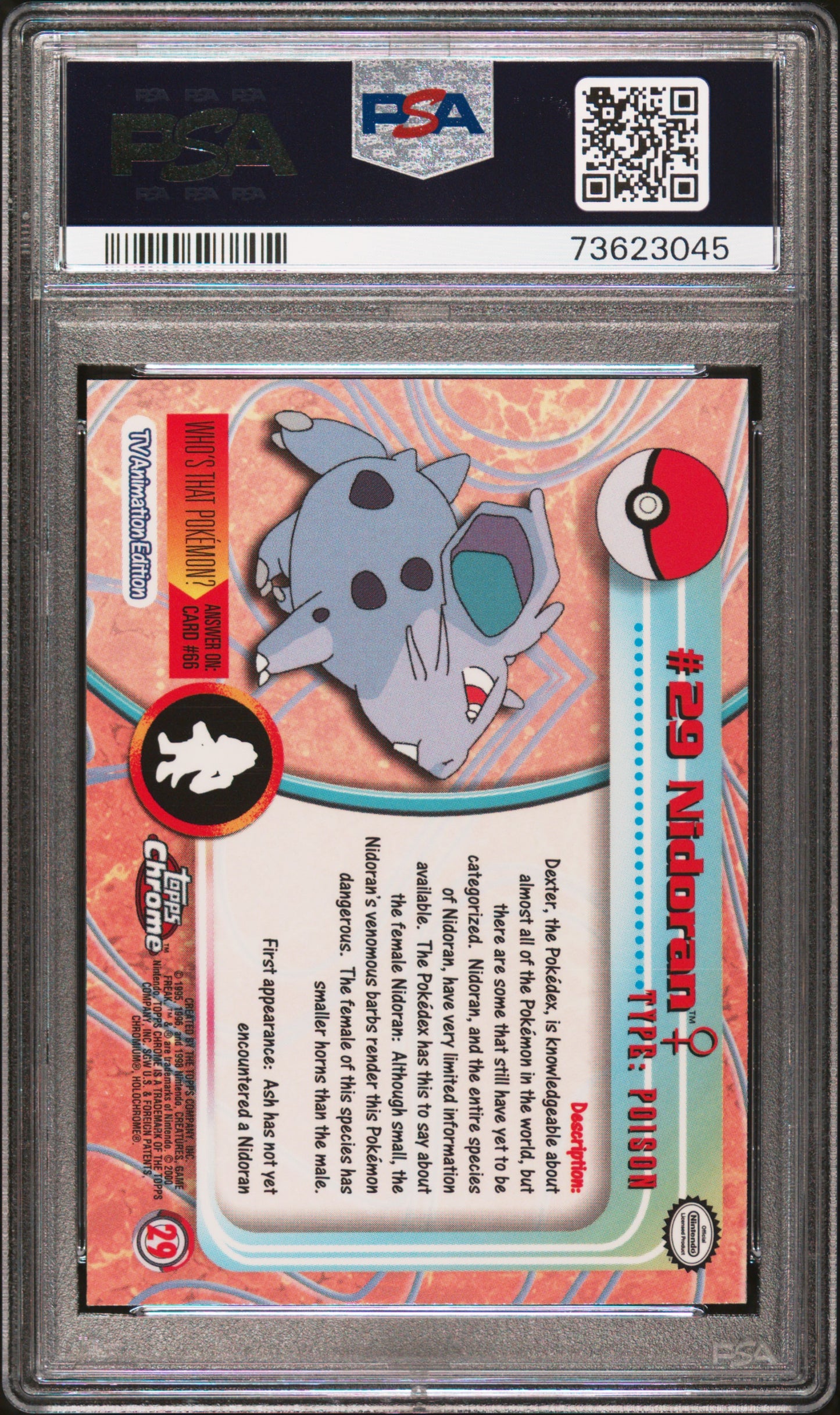 2000 Topps Chrome Pokemon T.V. #29 Nidoran Pokemon T.V. PSA 9