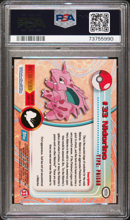 1999 Topps Pokemon Tv #33 Nidorino PSA 9