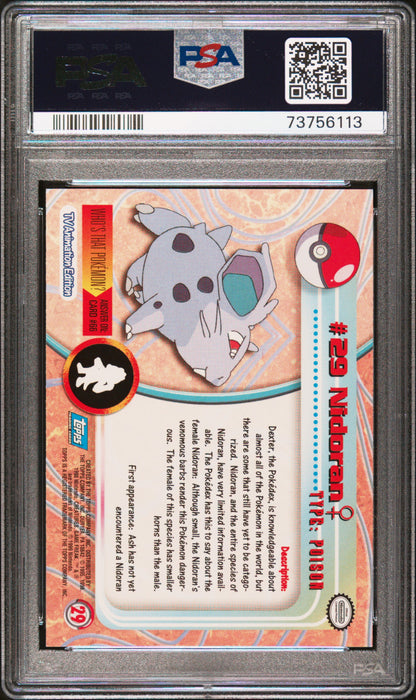 1999 Topps Pokemon Tv #29 Nidoran PSA 8
