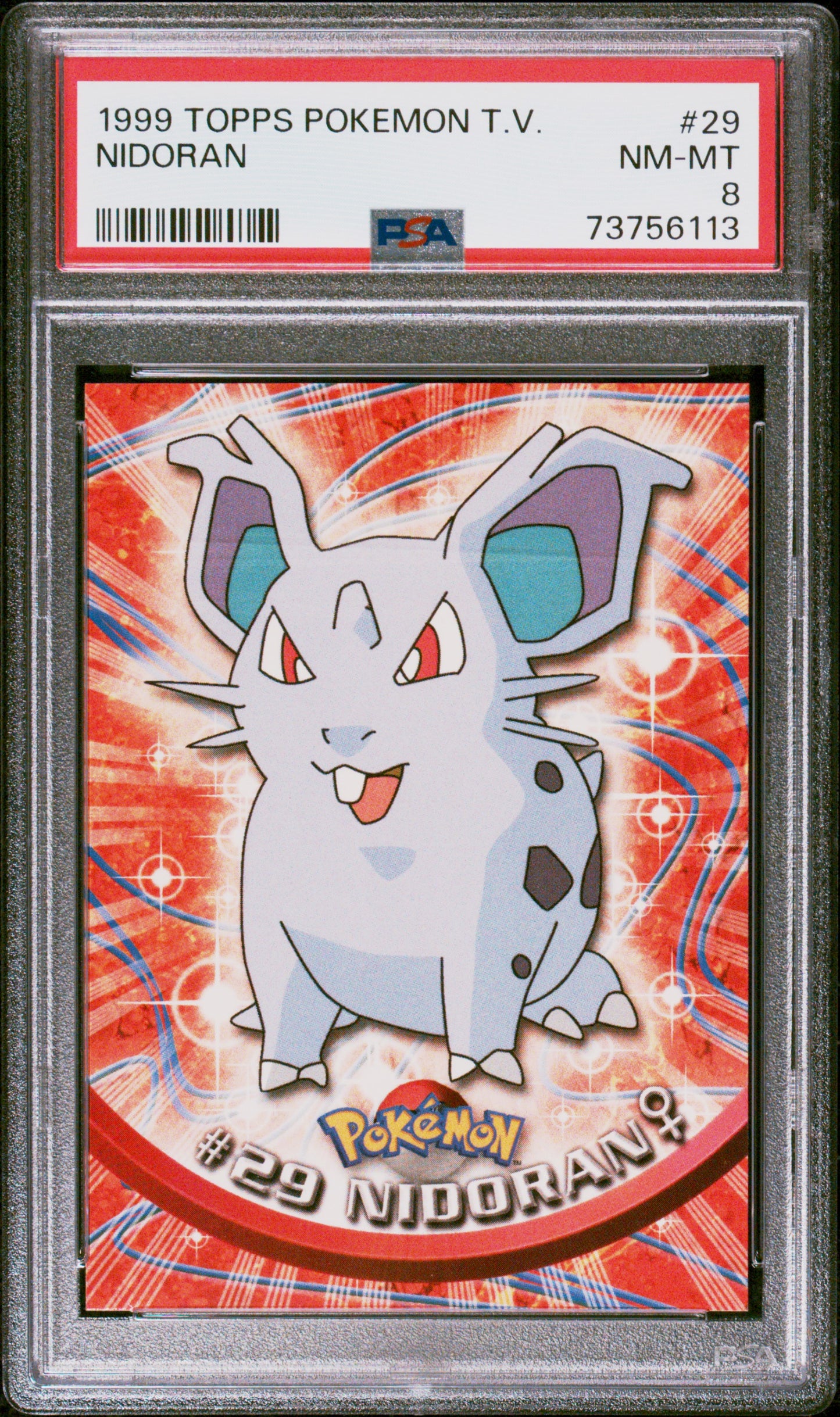 1999 Topps Pokemon Tv #29 Nidoran PSA 8