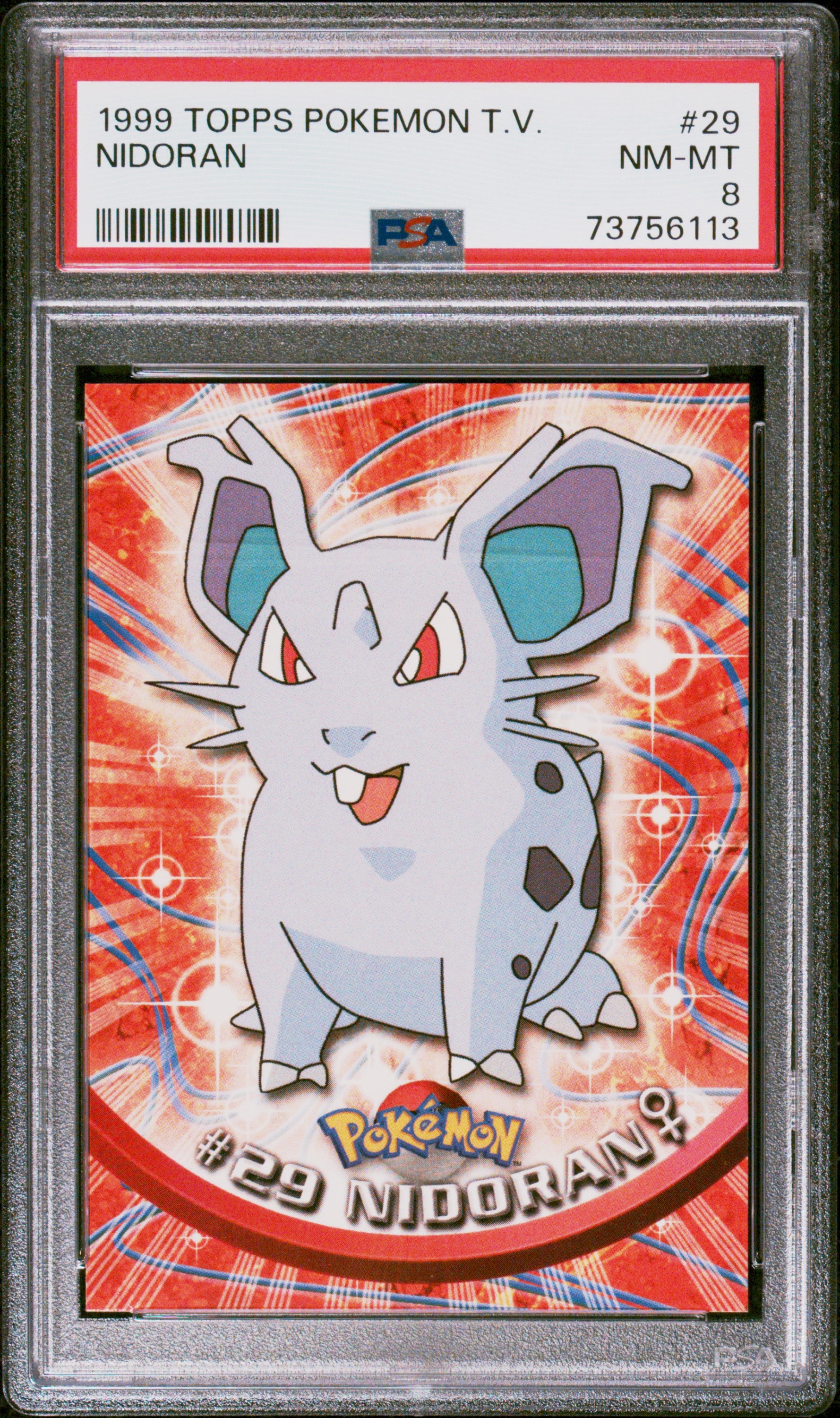 1999 Topps Pokemon Tv #29 Nidoran PSA 8