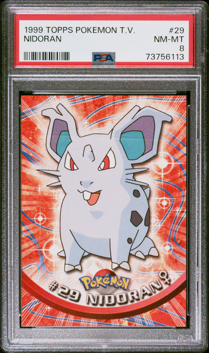 1999 Topps Pokemon Tv #29 Nidoran PSA 8