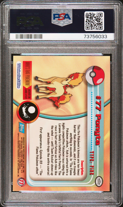 2000 Topps Pokemon Tv Animation Series 2 #77 Ponyta Animation Series 2 PSA 8