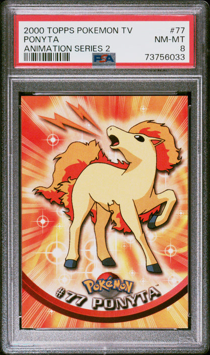 2000 Topps Pokemon Tv Animation Series 2 #77 Ponyta Animation Series 2 PSA 8