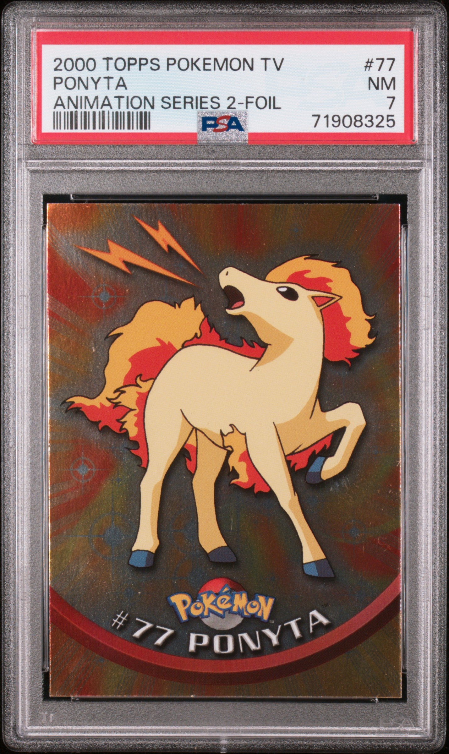 2000 Topps Pokemon Tv Animation Series 2 #77 Ponyta-Foil PSA 7