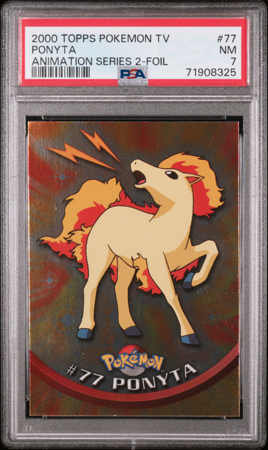 2000 Topps Pokemon Tv Animation Series 2 #77 Ponyta-Foil PSA 7