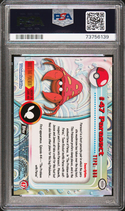 1999 Topps Pokemon Tv #47 Parasect PSA 9