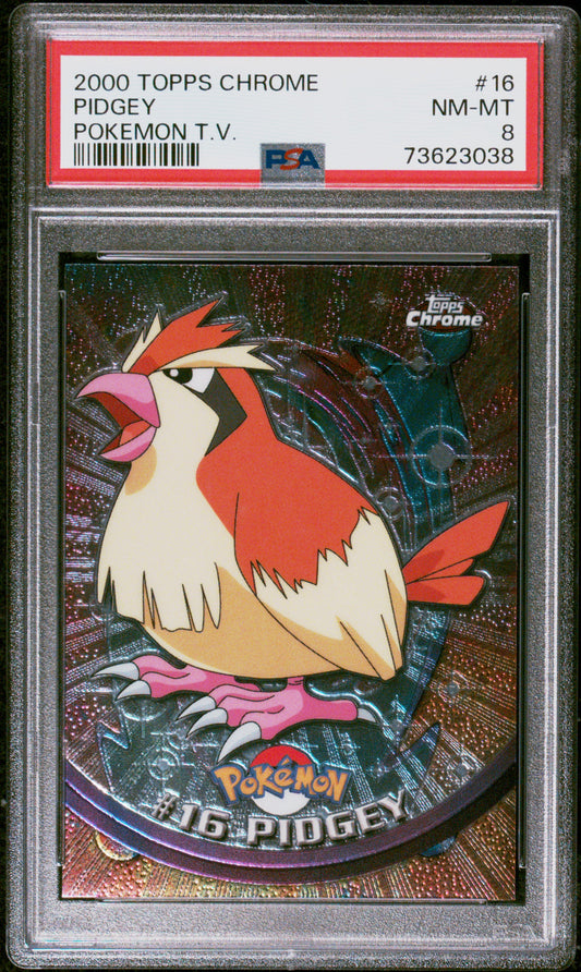 2000 Topps Chrome Pokemon T.V. #16 Pidgey Pokemon T.V. PSA 8