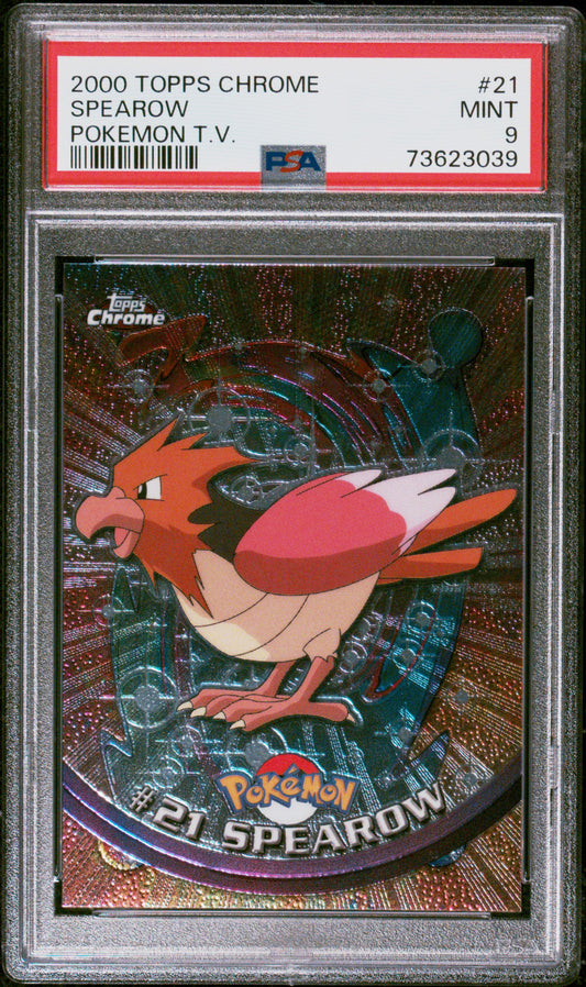 2000 Topps Chrome Pokemon T.V. #21 Spearow Pokemon T.V. PSA 9