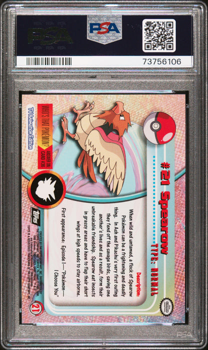 1999 Topps Pokemon Tv #21 Spearow PSA 7