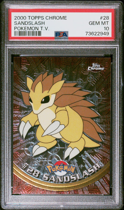 2000 Topps Chrome Pokemon T.V. #28 Sandslash Pokemon T.V. PSA 10