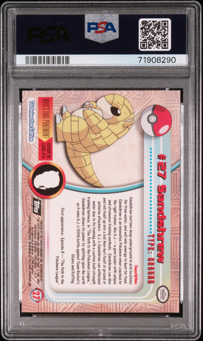 1999 Topps Pokemon Tv #27 Sandshrew Foil PSA 8