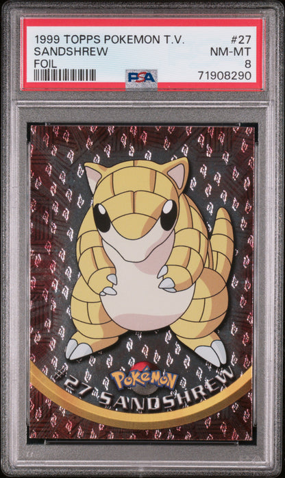 1999 Topps Pokemon Tv #27 Sandshrew Foil PSA 8