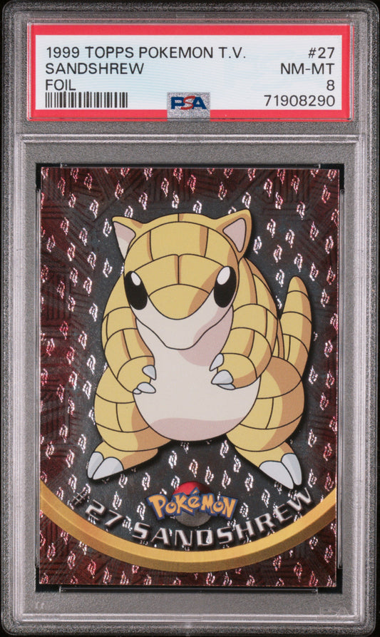 1999 Topps Pokemon Tv #27 Sandshrew Foil PSA 8