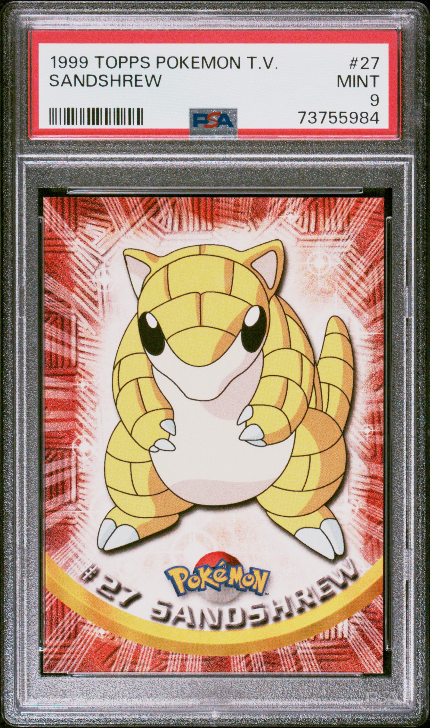 1999 Topps Pokemon Tv #27 Sandshrew PSA 9