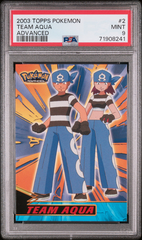 2003 Topps Pokemon Advanced #2 Team Aqua Advanced PSA 9