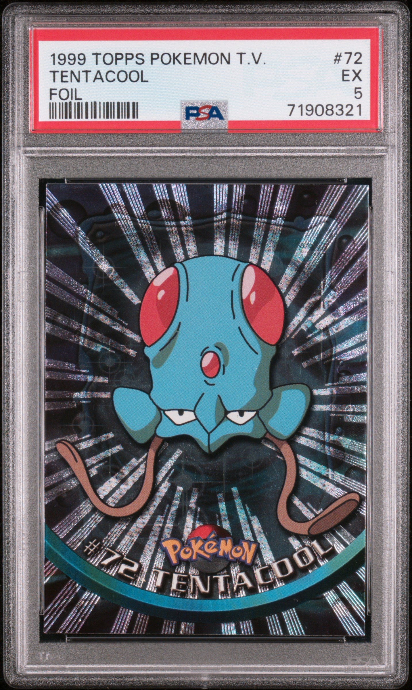 1999 Topps Pokemon Tv #72 Tentacool Foil PSA 5