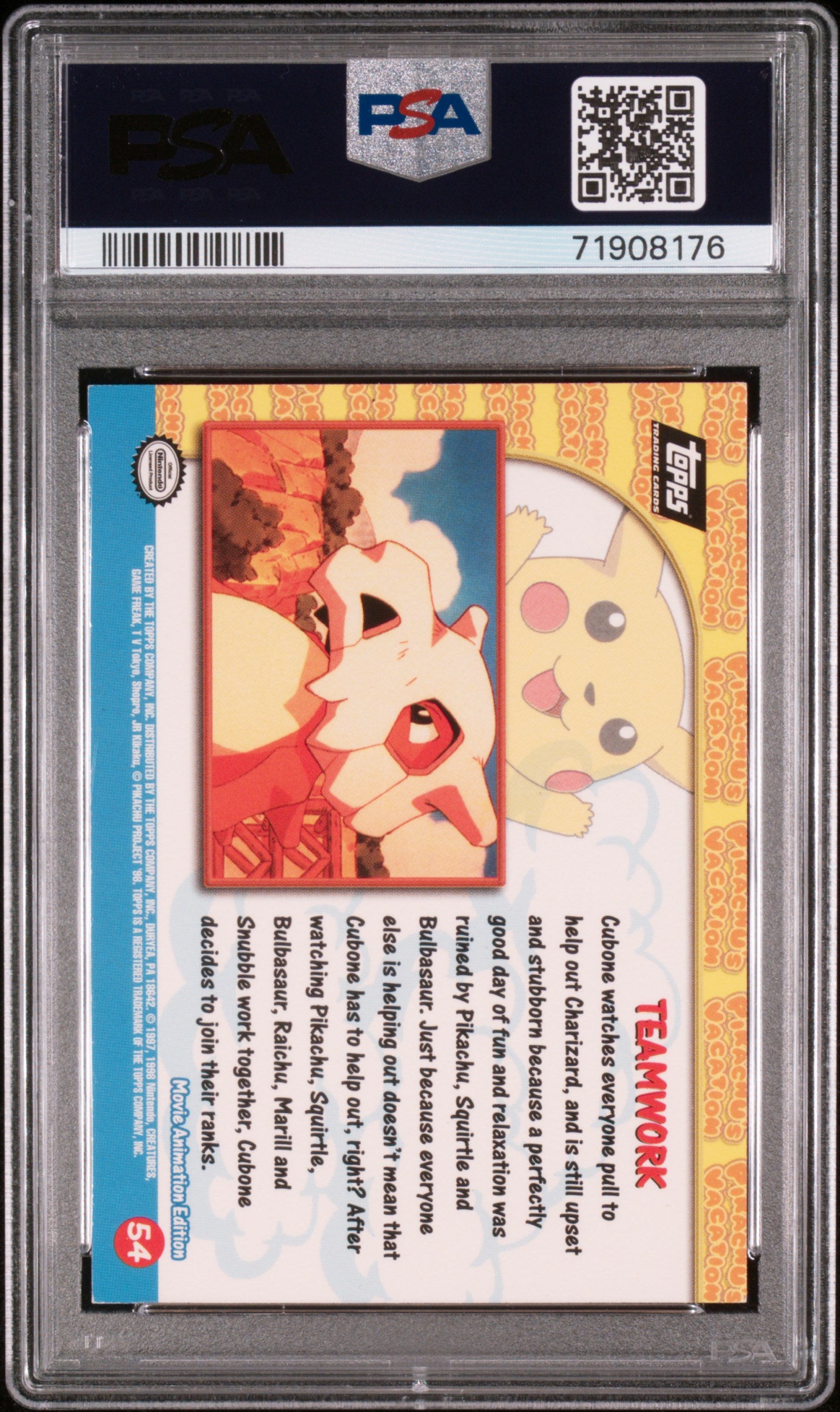 1999 Topps Pokemon The Movie Edt #54 Movie Edition Teamwork-Foil PSA 6