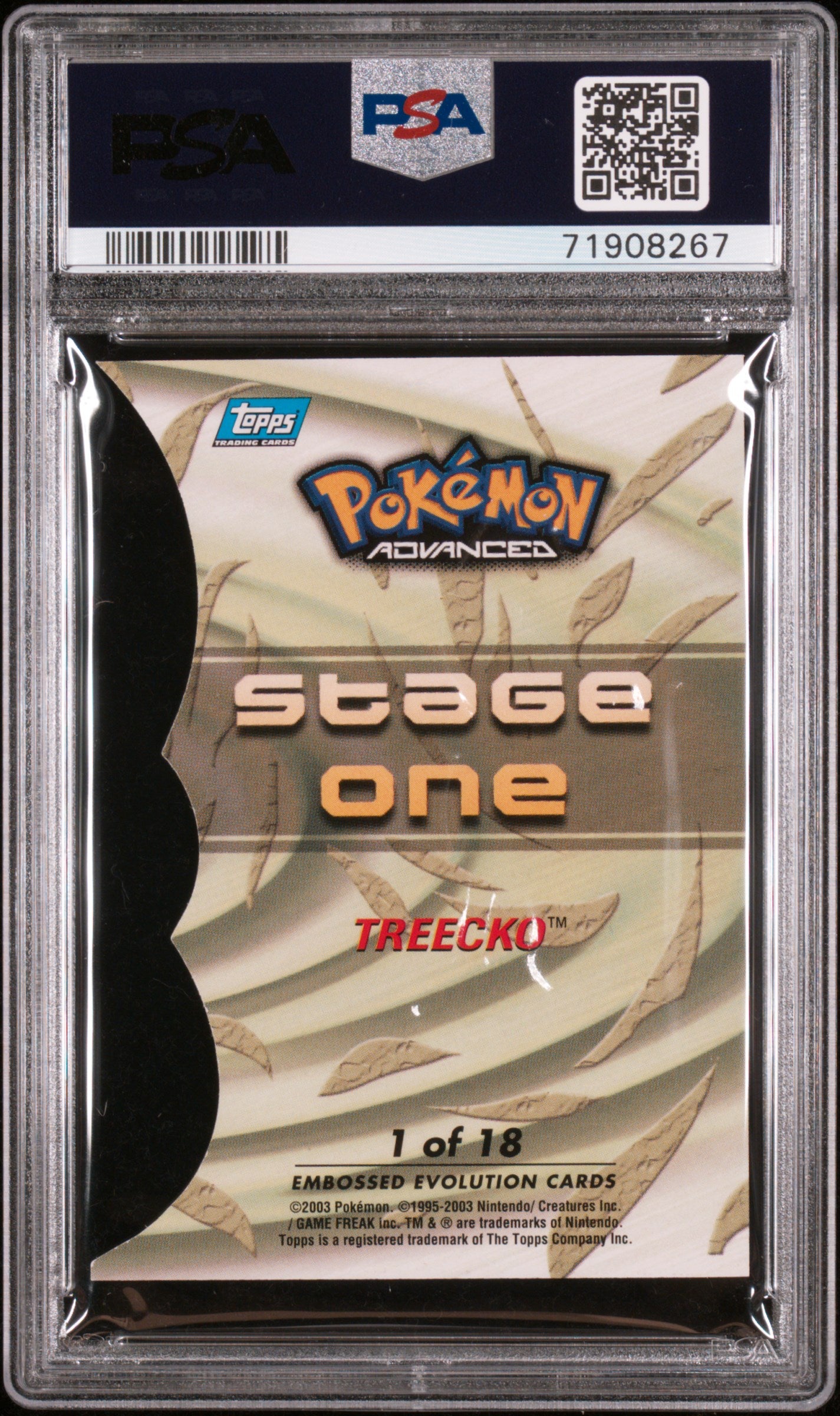 2003 Topps Pokemon Advanced Embossed Evolution #1 Treecko Adv.Embossed PSA 7