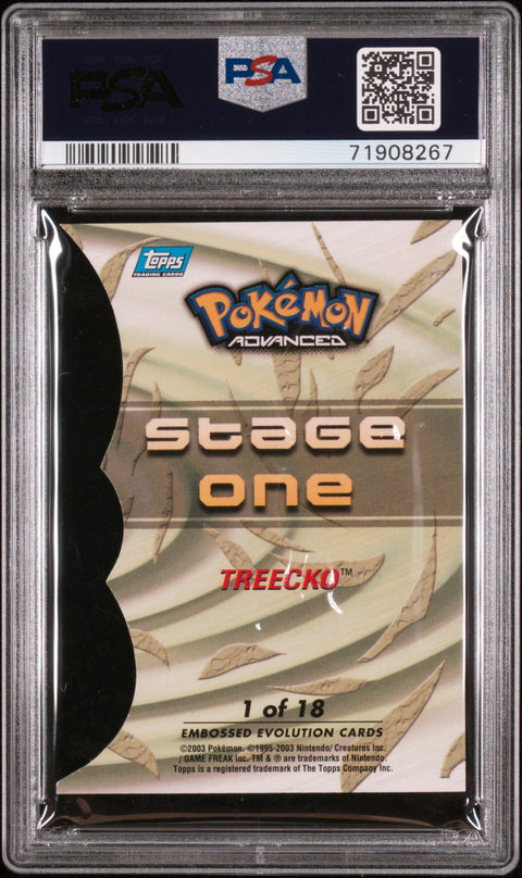 2003 Topps Pokemon Advanced Embossed Evolution #1 Treecko Adv.Embossed PSA 7