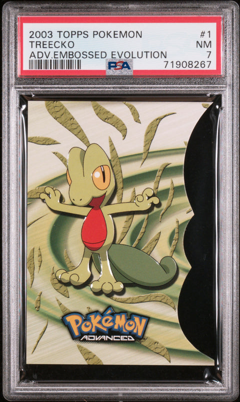 2003 Topps Pokemon Advanced Embossed Evolution #1 Treecko Adv.Embossed PSA 7