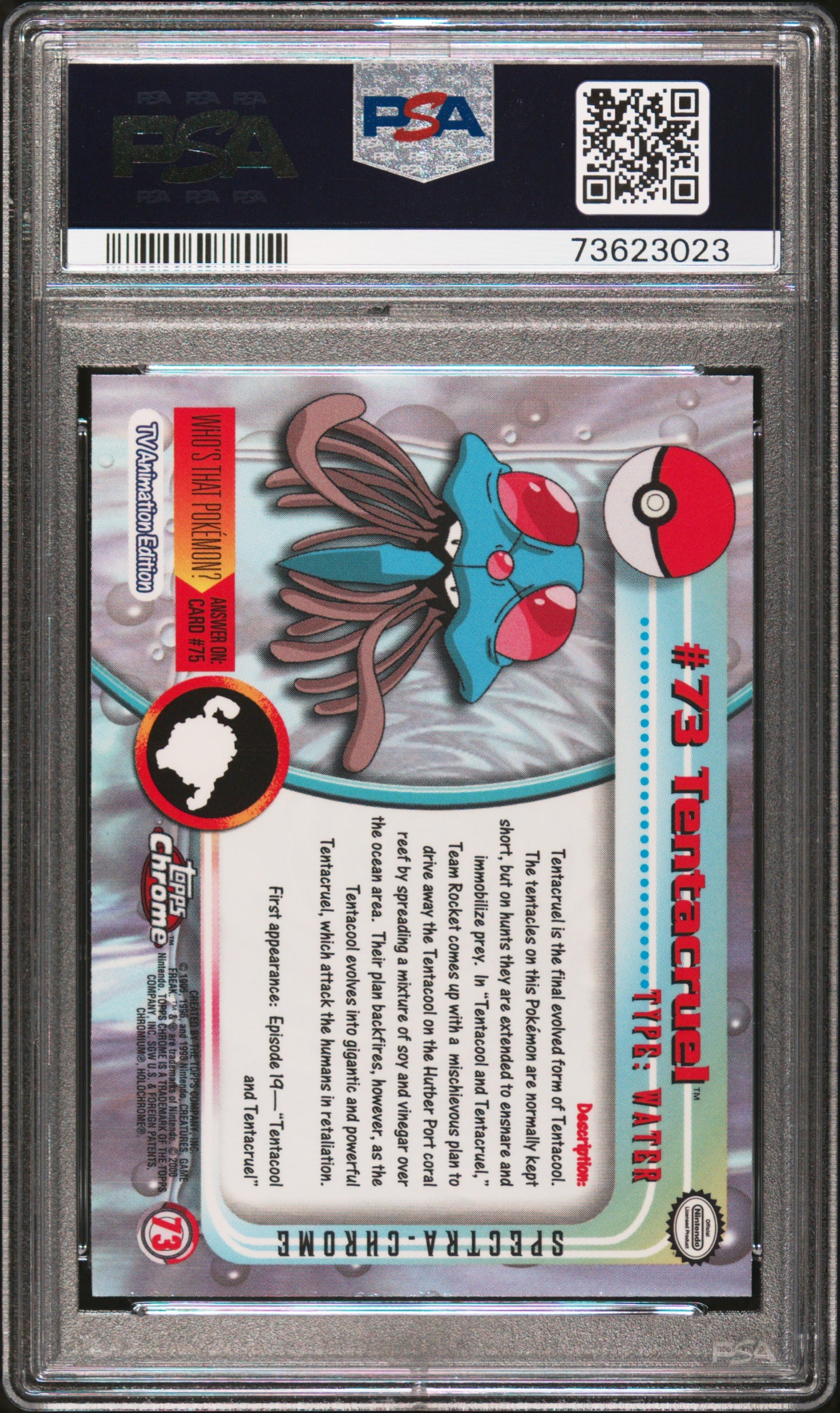2000 Topps Chrome Pokemon T.V. #73 Tentacruel Pokemon T.V.-Spectra PSA 8