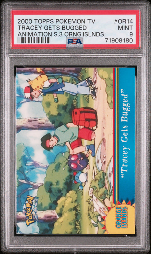 2000 Topps Pokemon Tv Anim S.3 Orange Islands #OR14 Tracey Gets Bugged PSA 9