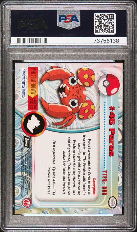 1999 Topps Pokemon Tv #46 Paras PSA 9