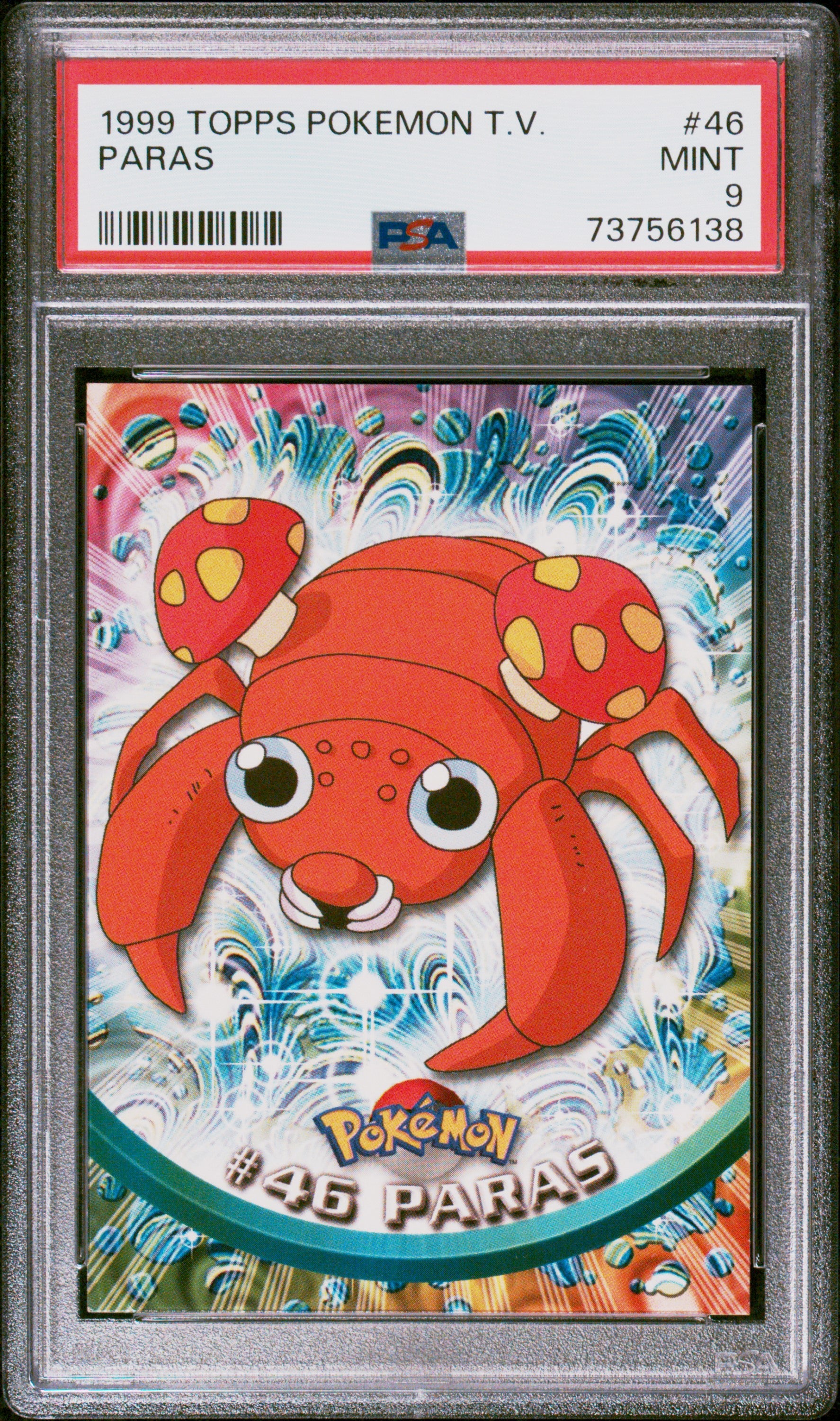 1999 Topps Pokemon Tv #46 Paras PSA 9