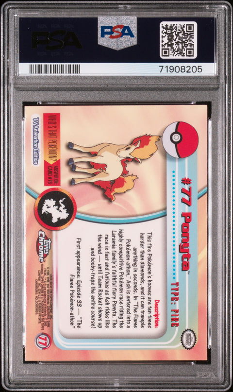 2000 Topps Chrome Pokemon T.V. #77 Ponyta Pokemon T.V. PSA 7