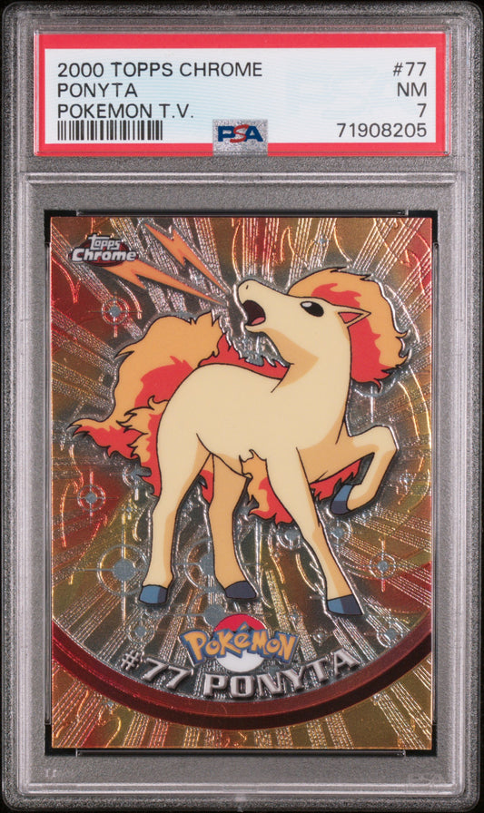 2000 Topps Chrome Pokemon T.V. #77 Ponyta Pokemon T.V. PSA 7