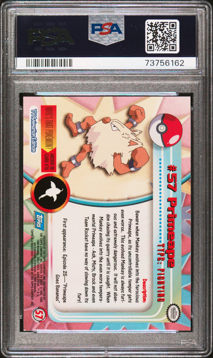 1999 Topps Pokemon Tv #57 Primeape PSA 9