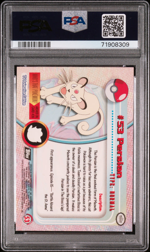 1999 Topps Pokemon Tv #53 Persian Foil PSA 7
