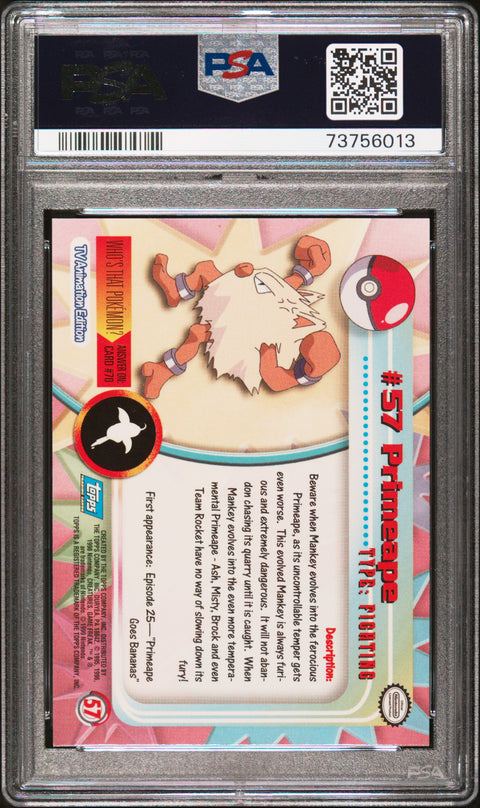1999 Topps Pokemon Tv #57 Primeape PSA 9