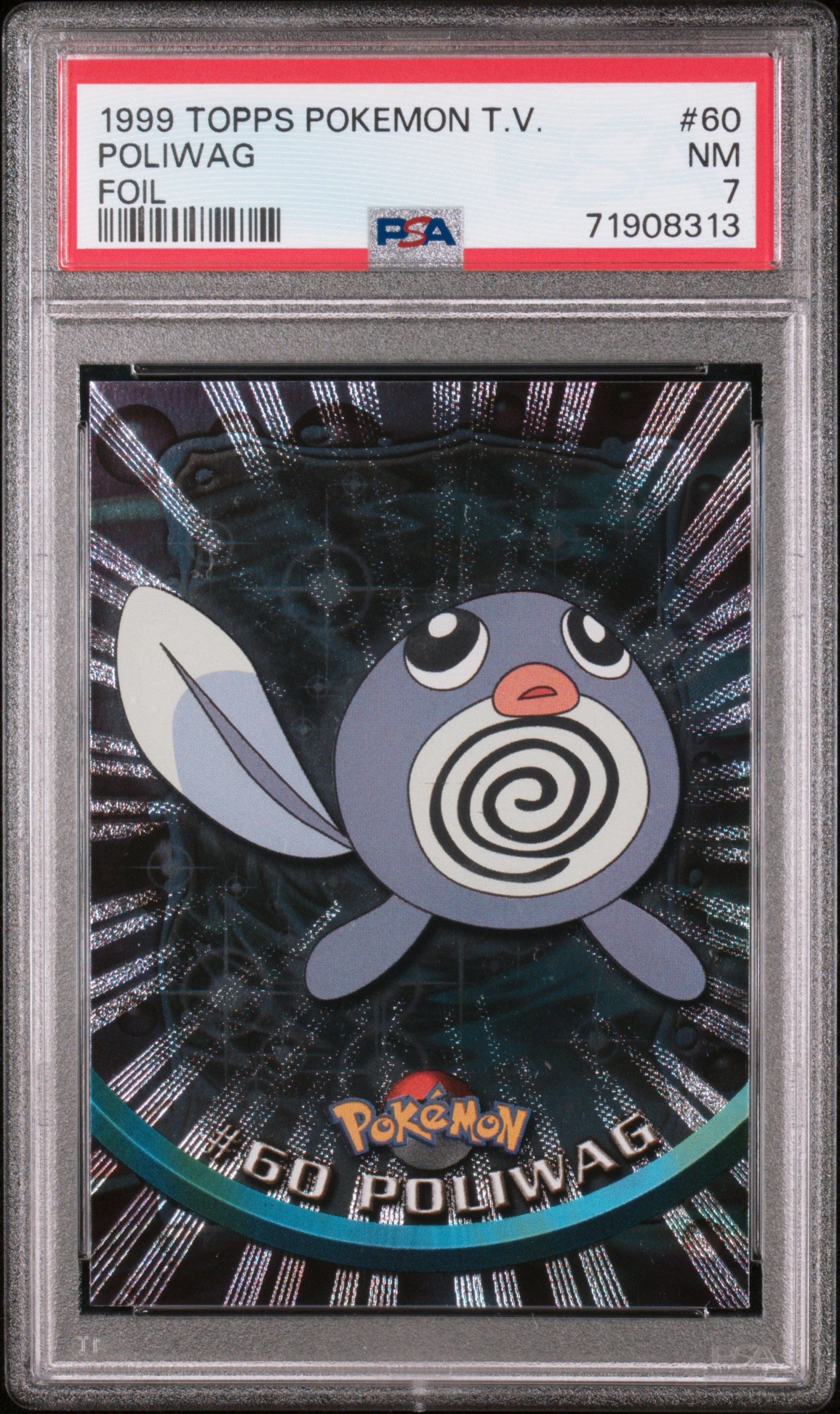 1999 Topps Pokemon Tv #60 Poliwag Foil PSA 7