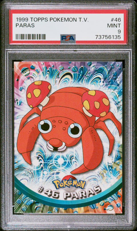 1999 Topps Pokemon Tv #46 Paras PSA 9