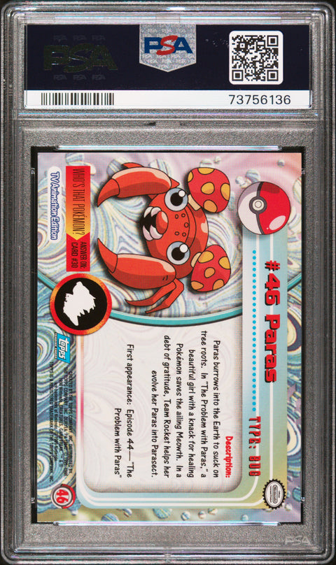1999 Topps Pokemon Tv #46 Paras PSA 9