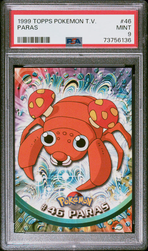 1999 Topps Pokemon Tv #46 Paras PSA 9