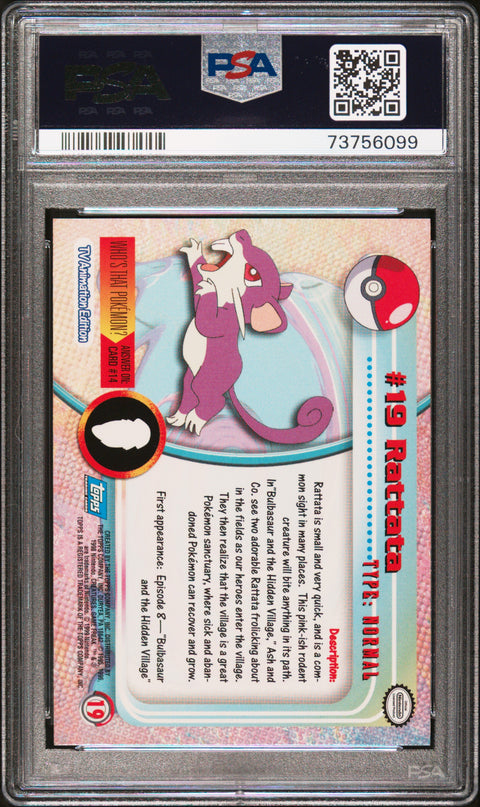 1999 Topps Pokemon Tv #19 Rattata PSA 9