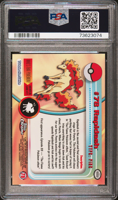 2000 Topps Chrome Pokemon T.V. #78 Rapidash Pokemon T.V. PSA 8