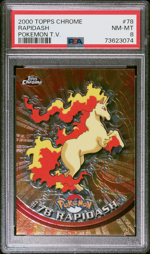 2000 Topps Chrome Pokemon T.V. #78 Rapidash Pokemon T.V. PSA 8