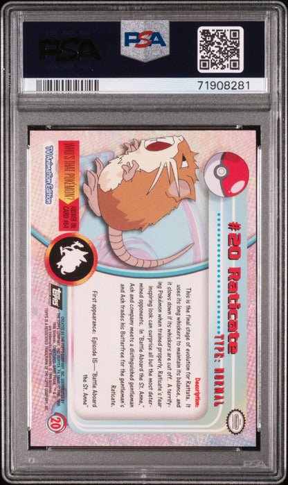 1999 Topps Pokemon Tv #20 Raticate Foil PSA 6