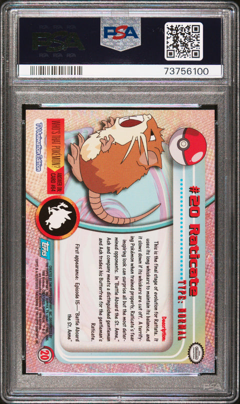 1999 Topps Pokemon Tv #20 Raticate PSA 9