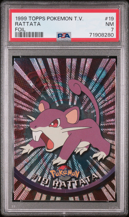 1999 Topps Pokemon Tv #19 Rattata Foil PSA 7