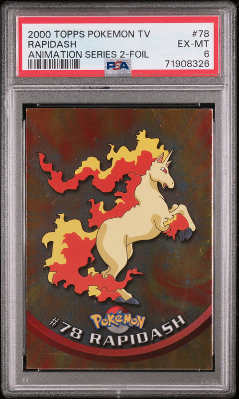 2000 Topps Pokemon Tv Animation Series 2 #78 Rapidash Foil PSA 6