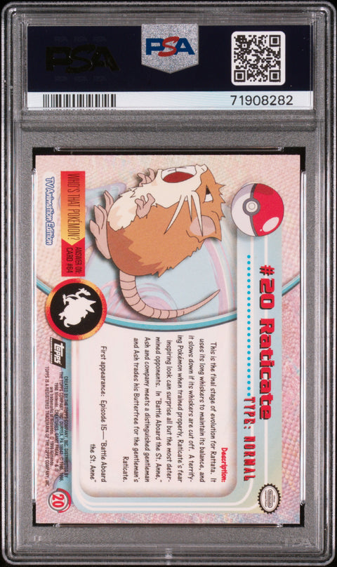 1999 Topps Pokemon Tv #20 Raticate Foil PSA 9