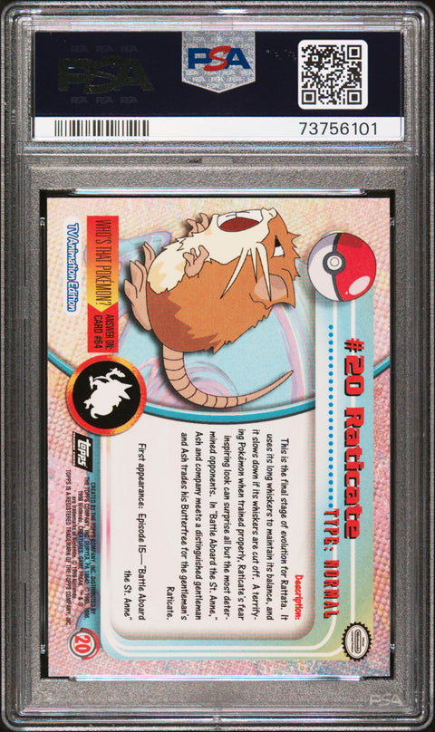 1999 Topps Pokemon Tv #20 Raticate PSA 5